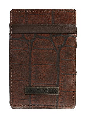 Armourdillo Croc Leather Flip Wallet Brown