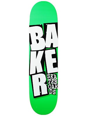 Baker Stacked Logo Lime Green Deck 8 x 32
