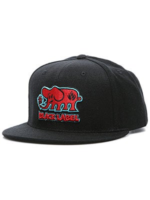 Black Label Never Snapback Hat Black Adj.