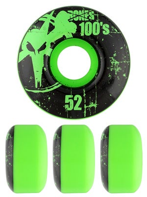 Bones 100's Green Wheels