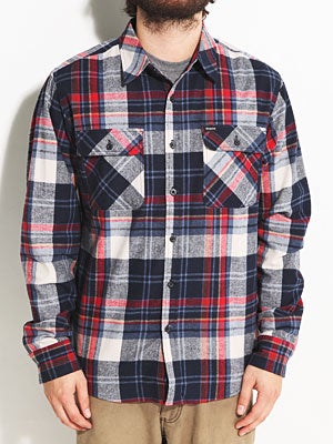 Brixton Bowery Flannel White/Navy/Red LG