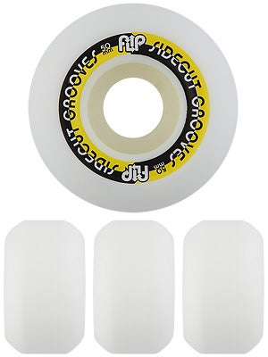 Flip Side Cut Grooves White Wheels 50mm