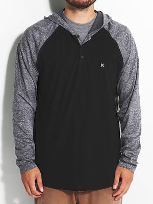 Hurley Mesa Hooded Henley Black LG