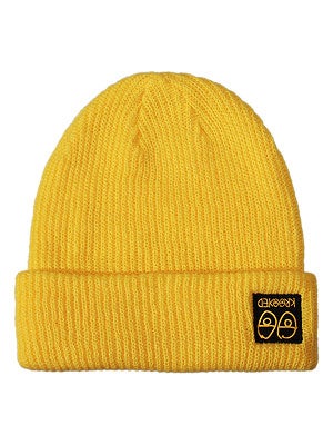 Krooked Eyes Cuff Beanie Yellow One Size