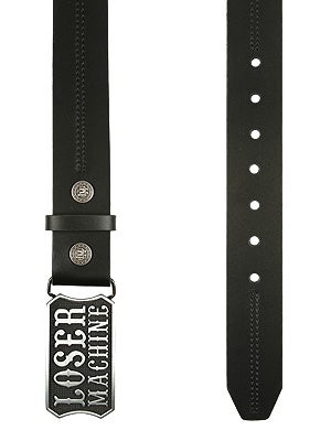 Loser Machine Splitter Leather Belt Black SM/MD