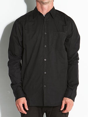Lost Sunwashed Solid L/S Woven Shirt Black SM