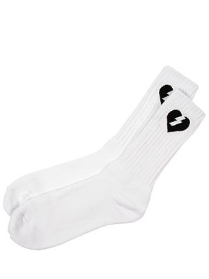 Mystery Heart Crew Socks White