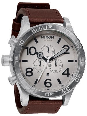Nixon 51-30 Chrono Leather Watch Taupe/Bordeaux
