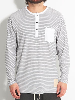 Nixon Fly By L/S Henley Shirt White/Black MD