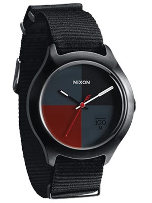 Nixon The Quad Watch  All Black/Dark Red Nylon