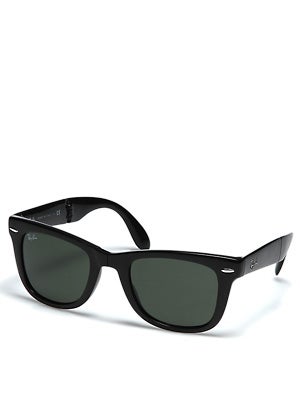 Ray Ban Folding Wayfarer  Black/Crys Green Lens/G-15XLT