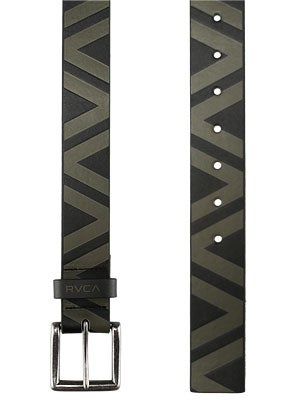 RVCA Zig Zag Leather Belt Black/Military Green S