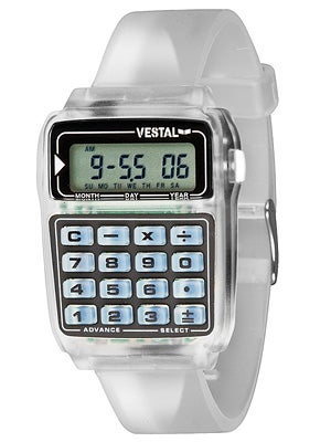 Vestal Data Mat Watch  Clear/Clear/Black