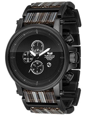 Vestal Plexi Acetate Watch Grey-Black Striped/Blk/Blk