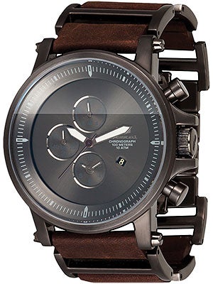 Vestal Plexi Leather Watch Gun/Oiled Brown/Brushed