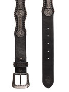 Armourdillo Duffel Concho Leather Belt  Black