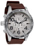 Nixon 51-30 Chrono Leather Watch  Taupe/Bordeaux
