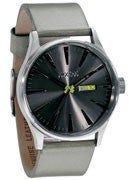 Nixon The Sentry Leather Watch Gray