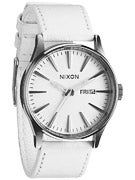 Nixon The Sentry Leather Watch  Silver/White