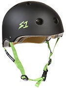 S-One Lifer CPSC Helmet  Black Matte w/Green Straps