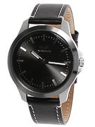 Vestal Heirloom Leather Watch  Black/Silver/Black