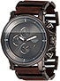 Vestal Plexi Leather Watch Gun/Oiled Brown/Brushed
