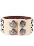Zero Triple Spike Leather Wristband White