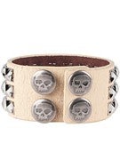 Zero Triple Spike Leather Wristband White