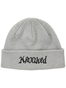 Krooked Double OK Script Beanie Heather Grey