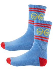 Krooked Eyes Socks Lt Blue/Red/Yellow