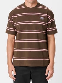 Krooked Eyes Embroidered Stripe T-Shirt Brown/Pink