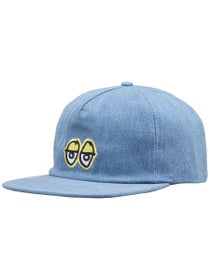Krooked Eyes Snapback Hat Washed Denim