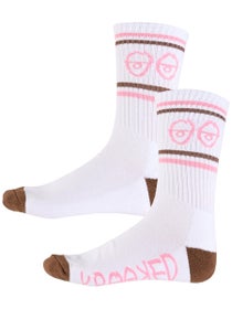 Krooked Eyes Socks White/Brown/Pink