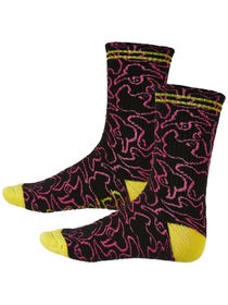 Krooked Multi Birds Socks Black/Pink/Yellow