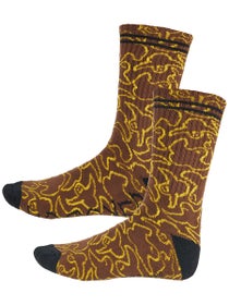 Krooked Multi Birds Socks Brown/Yellow/Black