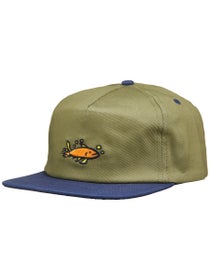 Krooked Mermaid Fish Snapback Hat Olive/Navy