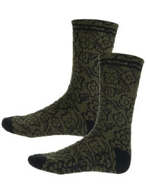 Krooked Multi Flowers Socks Olive/Black