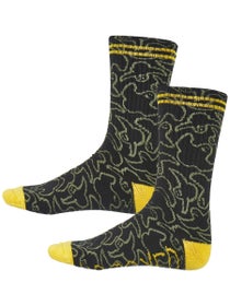 Krooked Multi Birds Socks Black/Olive/Yellow