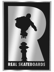 Real R Logo Sticker Small Black/Silver