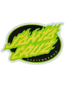 Santa Cruz Oval Flame 4" Sticker Green/Yellow