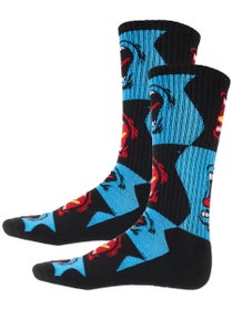 Santa Cruz Allover Screaming Strip Socks Black/Blue
