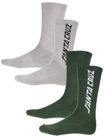 Santa Cruz Solid Strip 2 Pack Socks Grey/Forest