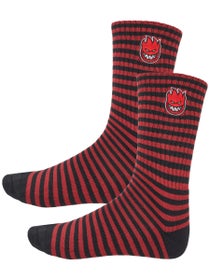 Spitfire Bighead Fill Emb Stripe Socks Black/Dark Red
