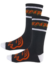 Spitfire Hellfire Script Socks Black/White/Orange
