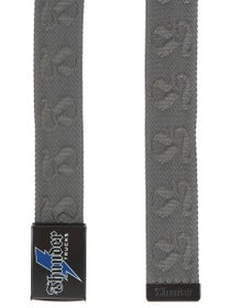 Thunder Bolt Script Jacquard Web Belt Grey/Black