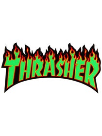 Thrasher Flame Logo Medium Sticker Green/Black