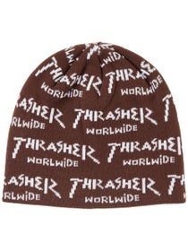 Thrasher Worldwide Skully Beanie Brown