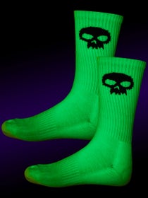 Zero Single Skull Crew Socks Glow In The Dark