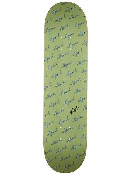 April Yuto Script Logo Green Deck 8.0 x 31.91