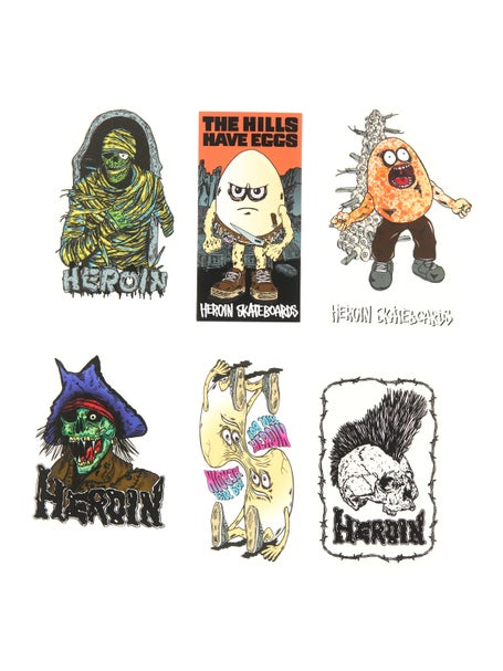 Heroin Hills Have Eggs Stickers 6 pack